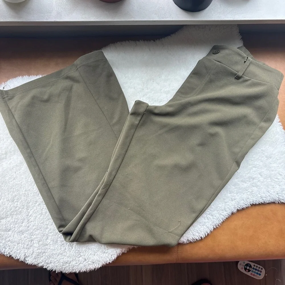 Rewash Olive Green Wide Leg Flare High Waisted Trousers Pants Size M Back